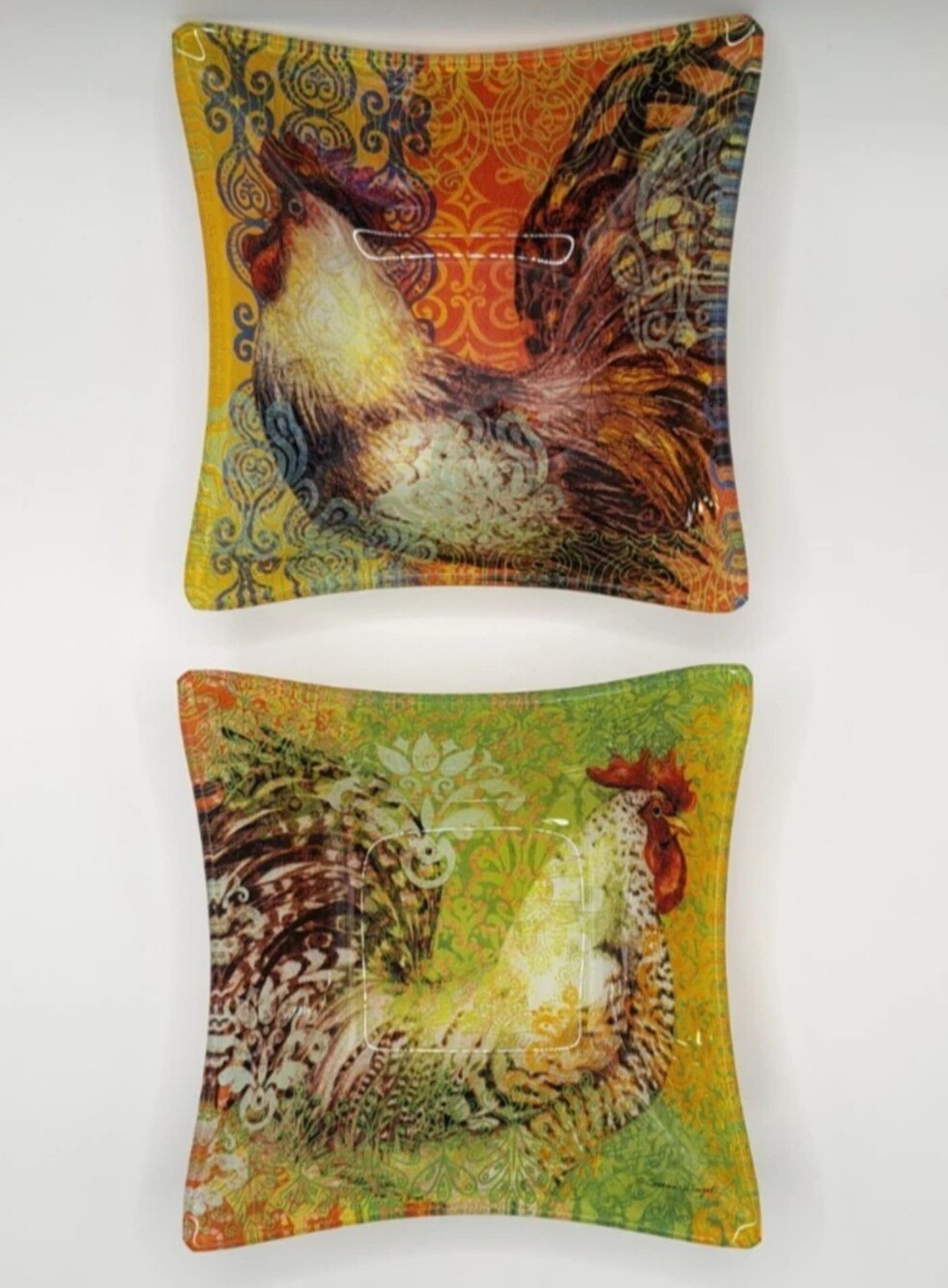 Rooster Glass Plates